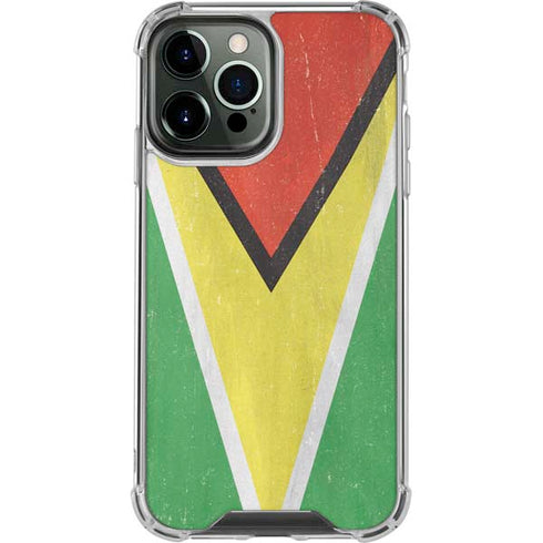 Guyana Flag Distressed iPhone 14 Pro Max Clear Case